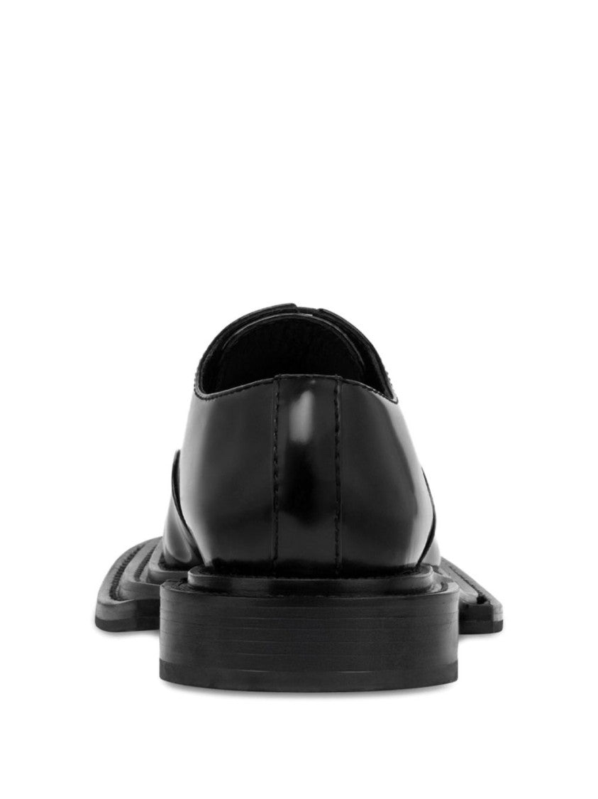 Moschino Lace-Up Black Calf Leather Flat Shoes