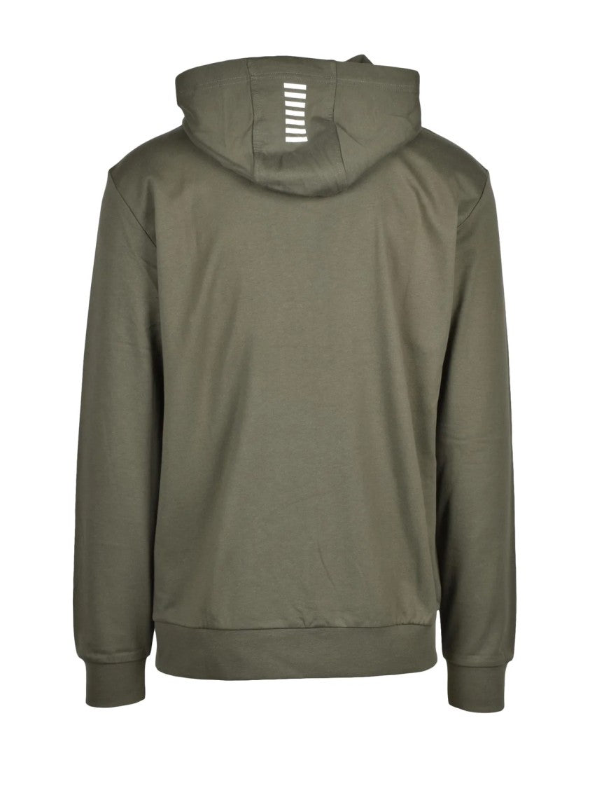 Ea7 Emporio Armani Green Cotton Hooded Tracksuit