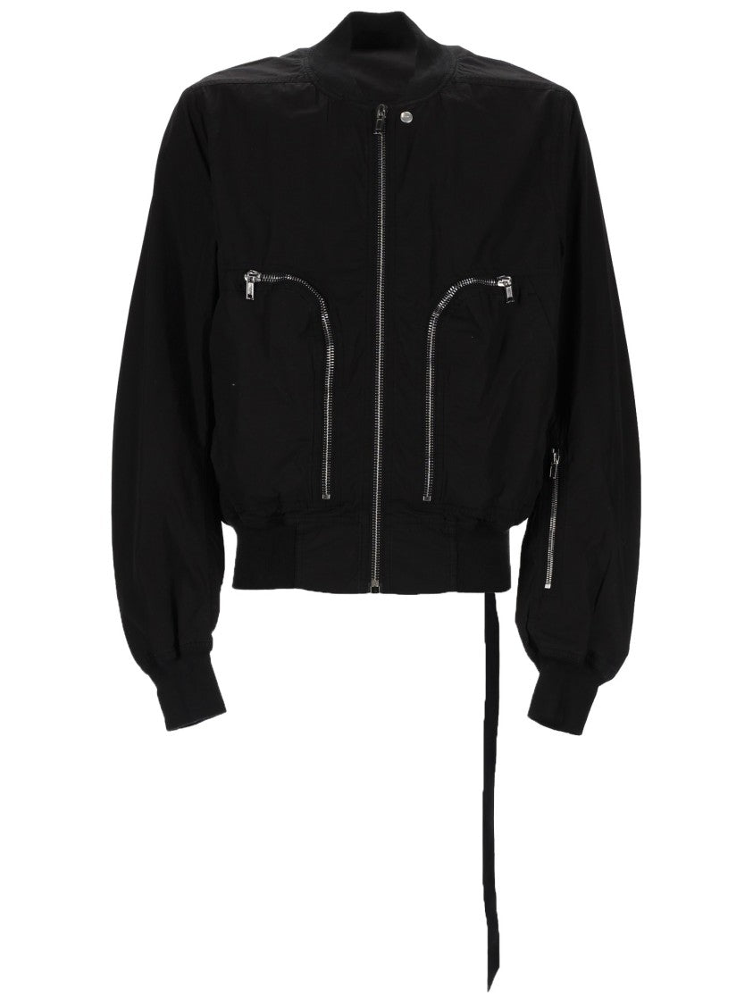 Drkshdw By Rick Owens Cropped Black Jacket With High Collar