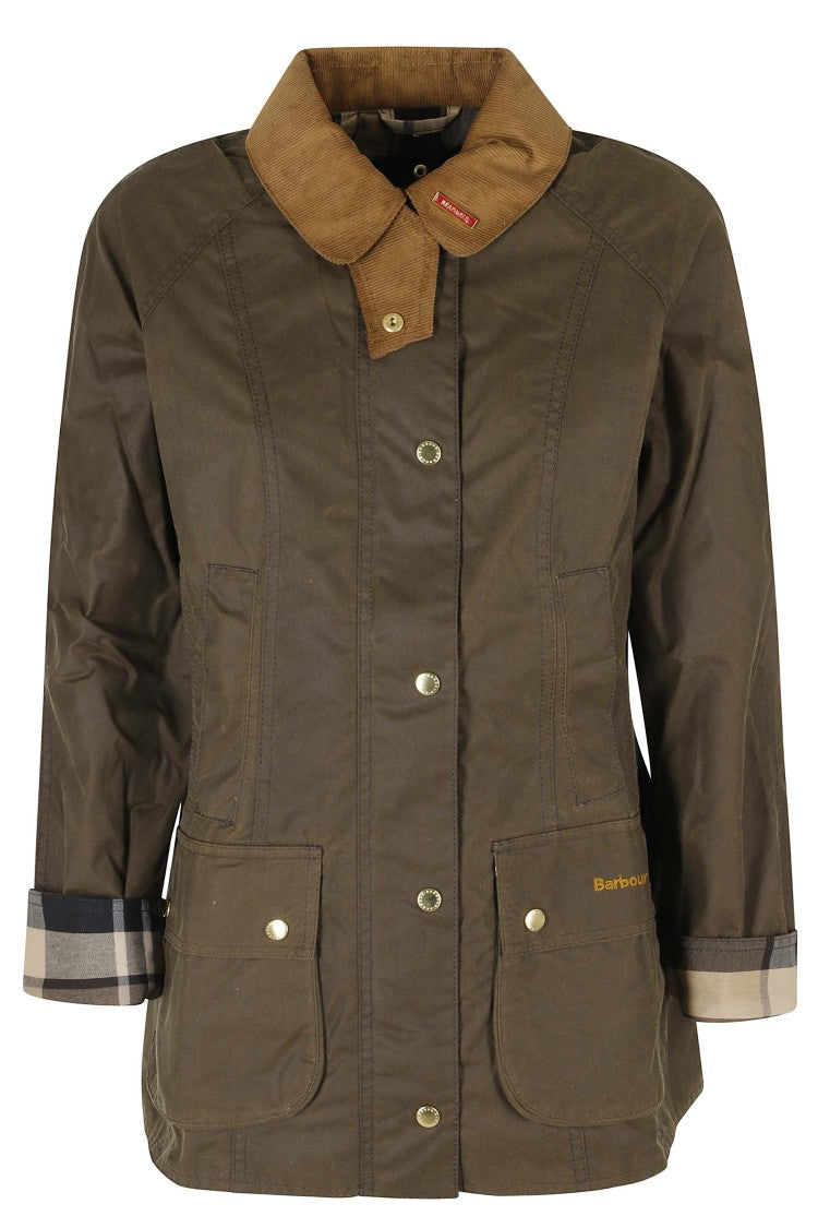 Barbour Beadnell Casual Jacket With Corduroy Collar And Embroidered Detail