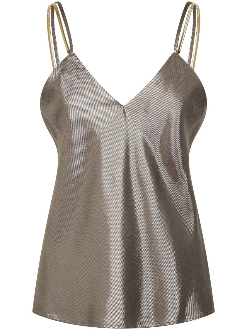 Max Mara V-Neck Tank Top With Metallic Accents