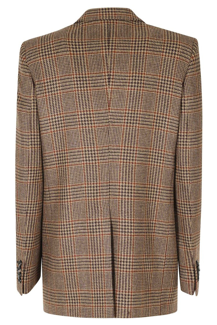 Tagliatore Dark Brown Double-Breasted Prince Of Wales Check Wool Blazer