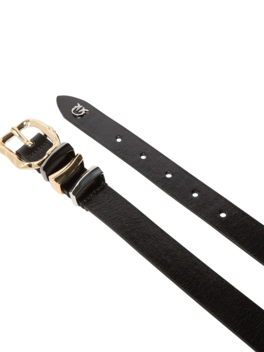 Pinko Leather Belt With Logo Buckle
