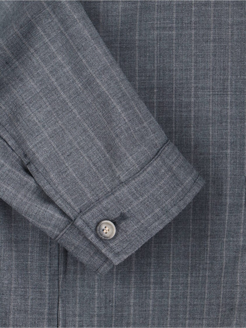 White Sand Grey Pinstripe Virgin Wool Blend Jacket
