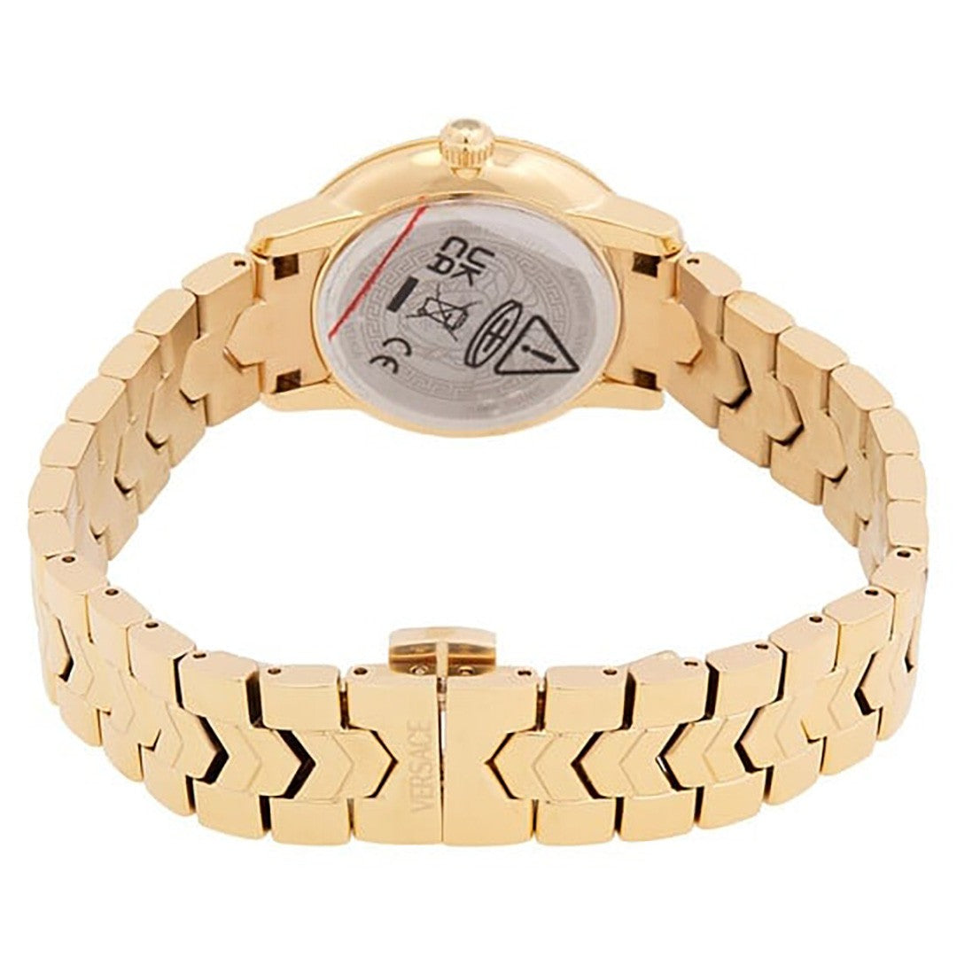 Versace Oval-Shaped Versace V-Icon Quartz Watch With Gold Link Bracelet