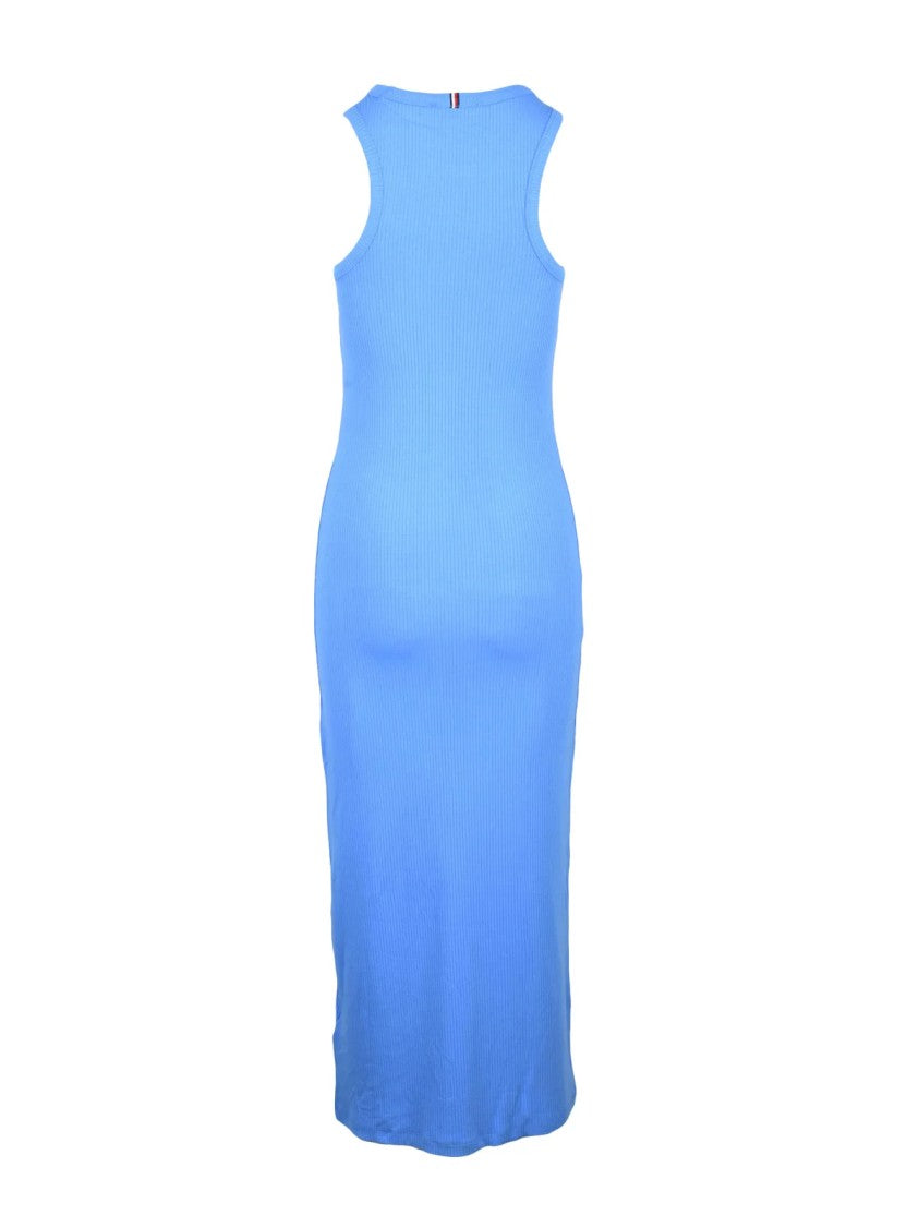 Tommy Hilfiger Sleeveless Long Ribbed Dress In Soft Viscose Blend