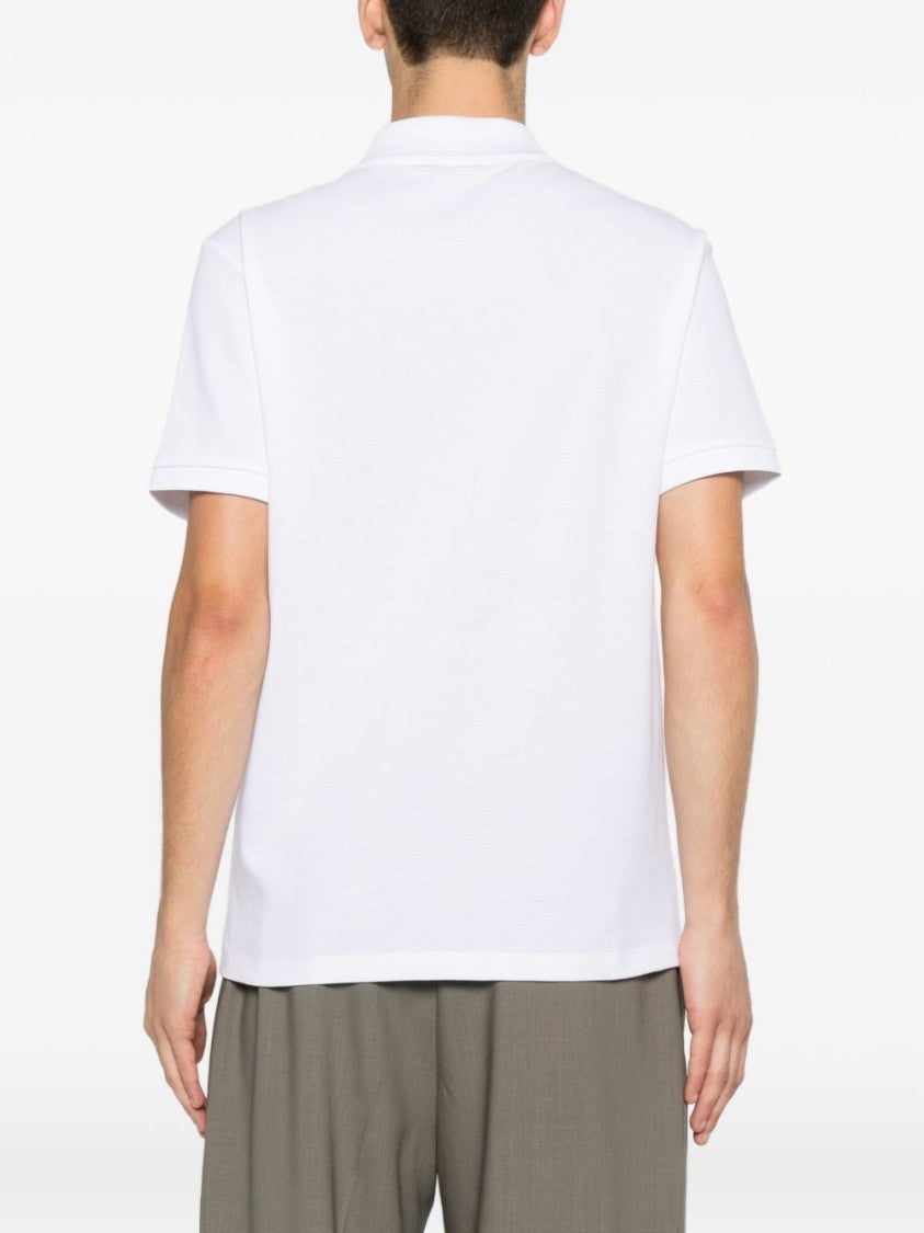 Balmain White Embroidered Piqué Polo Shirt