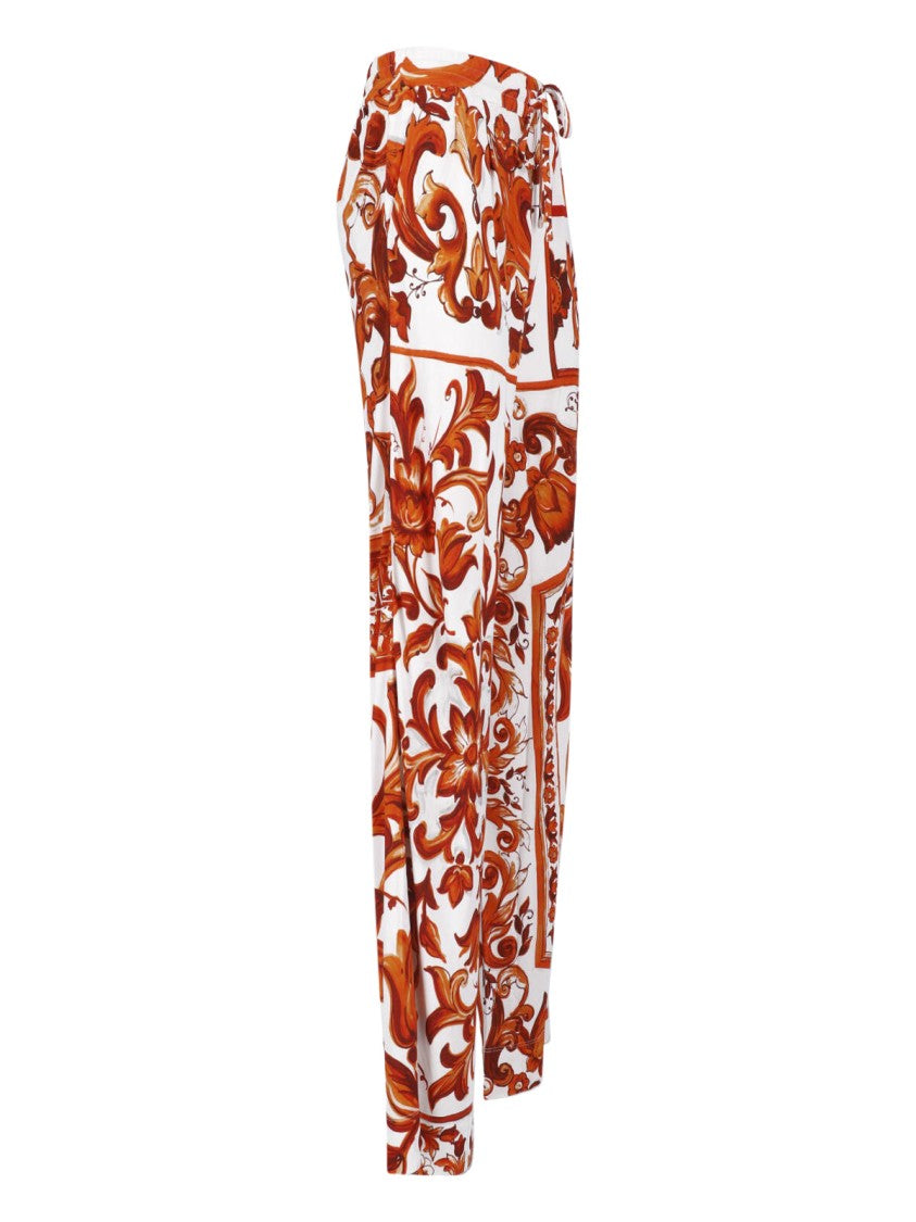 Dolce & Gabbana Multicolor Majolica Viscose Straight-Leg Pants