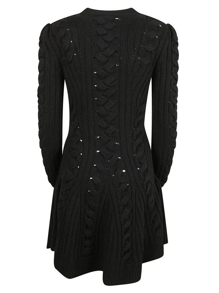 Alexander Mcqueen Intricately Embroidered Wool Dress