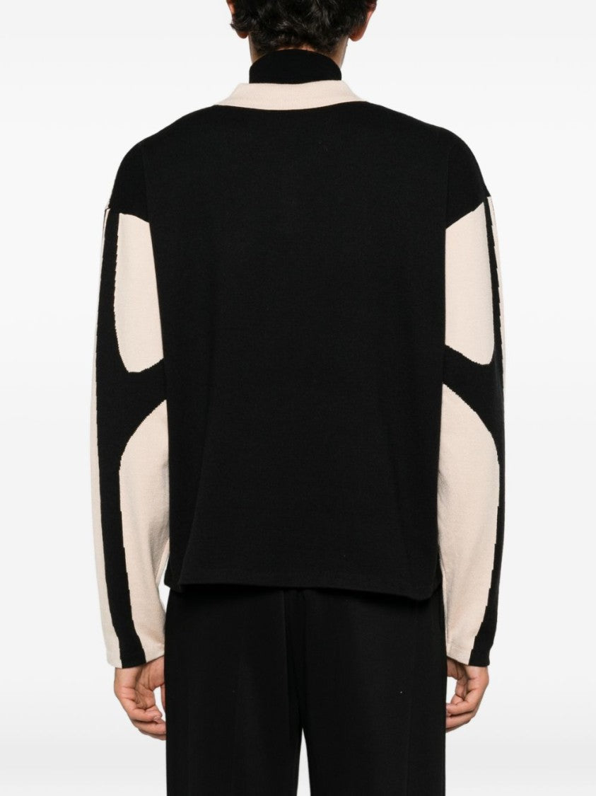 House Of Errors Black Color Block Polo Sweatshirt