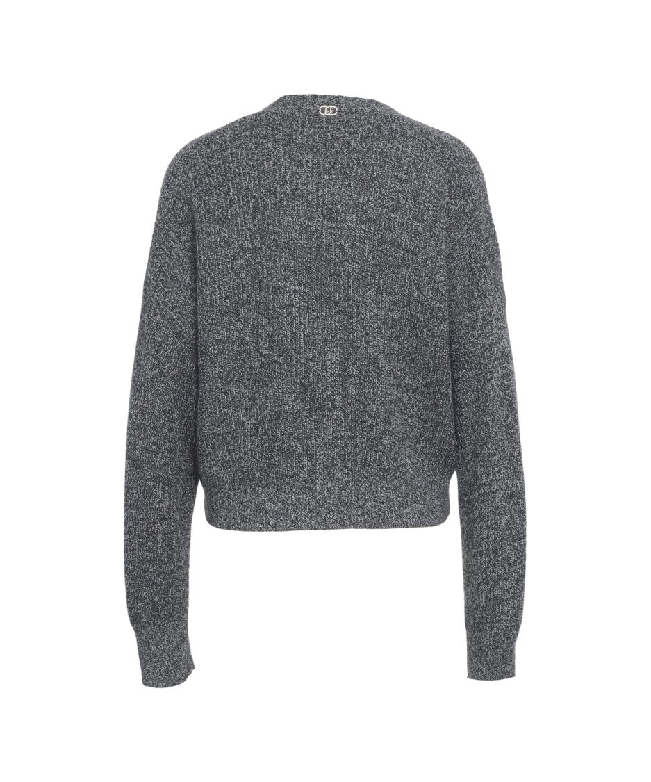 Liu Jo Cropped Grey Melange Cardigan