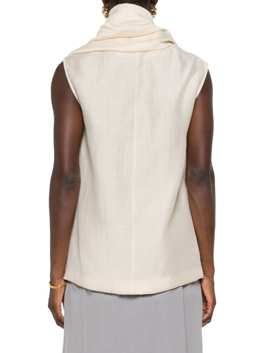 Totême Sleeveless Blouse With Draped Scarf Detail
