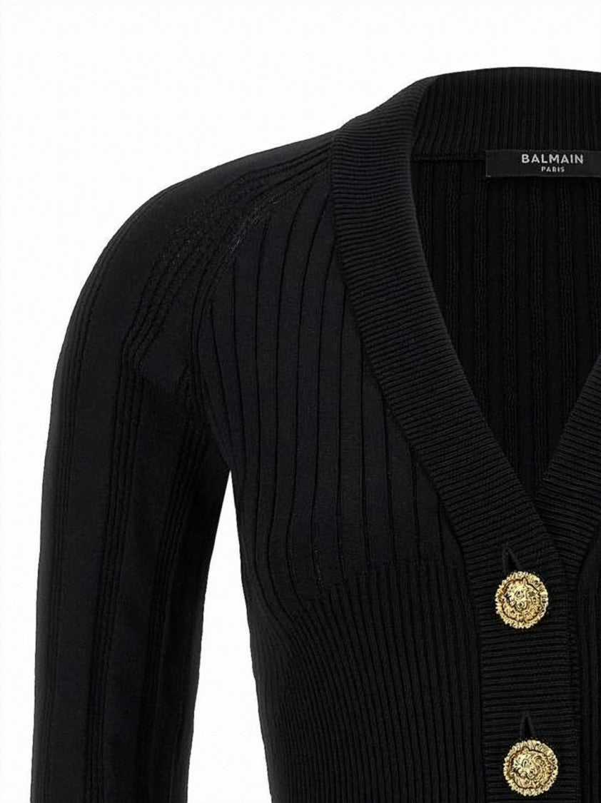 Balmain Fitted Ribbed Knit Cardigan