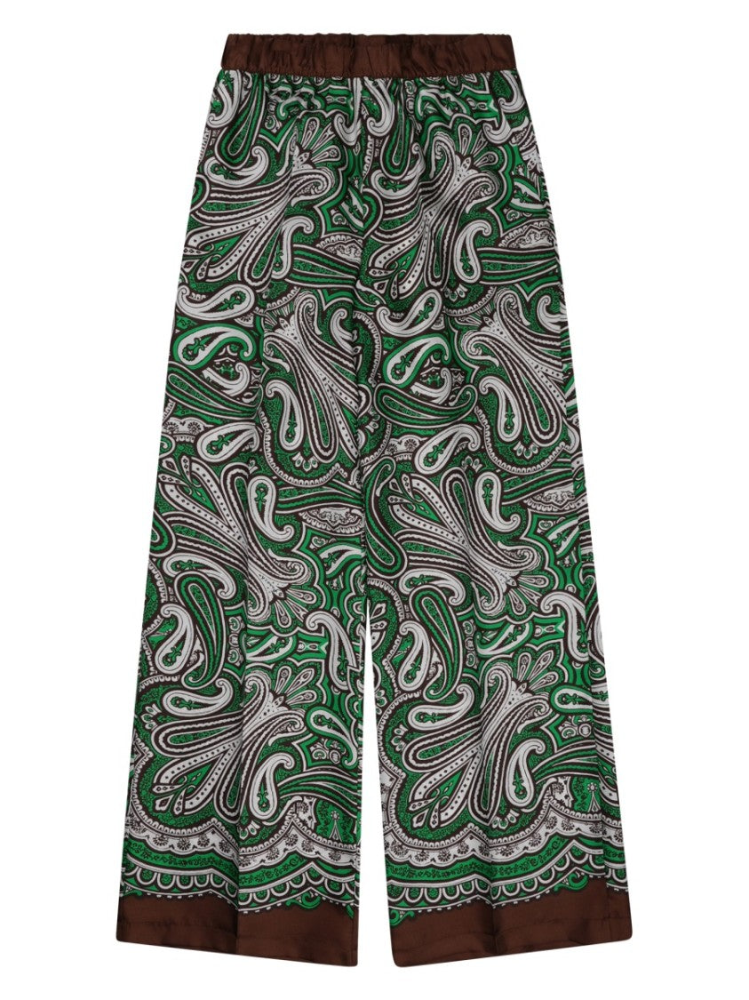 P.A.R.O.S.H. Wide-Leg Silk Trousers With Paisley Pattern And Elastic Waistband
