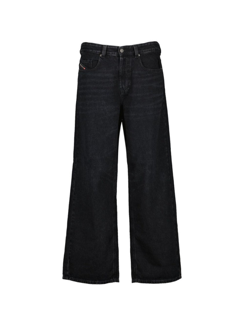Diesel Wide-Leg Black Jeans With Classic Five-Pocket Design