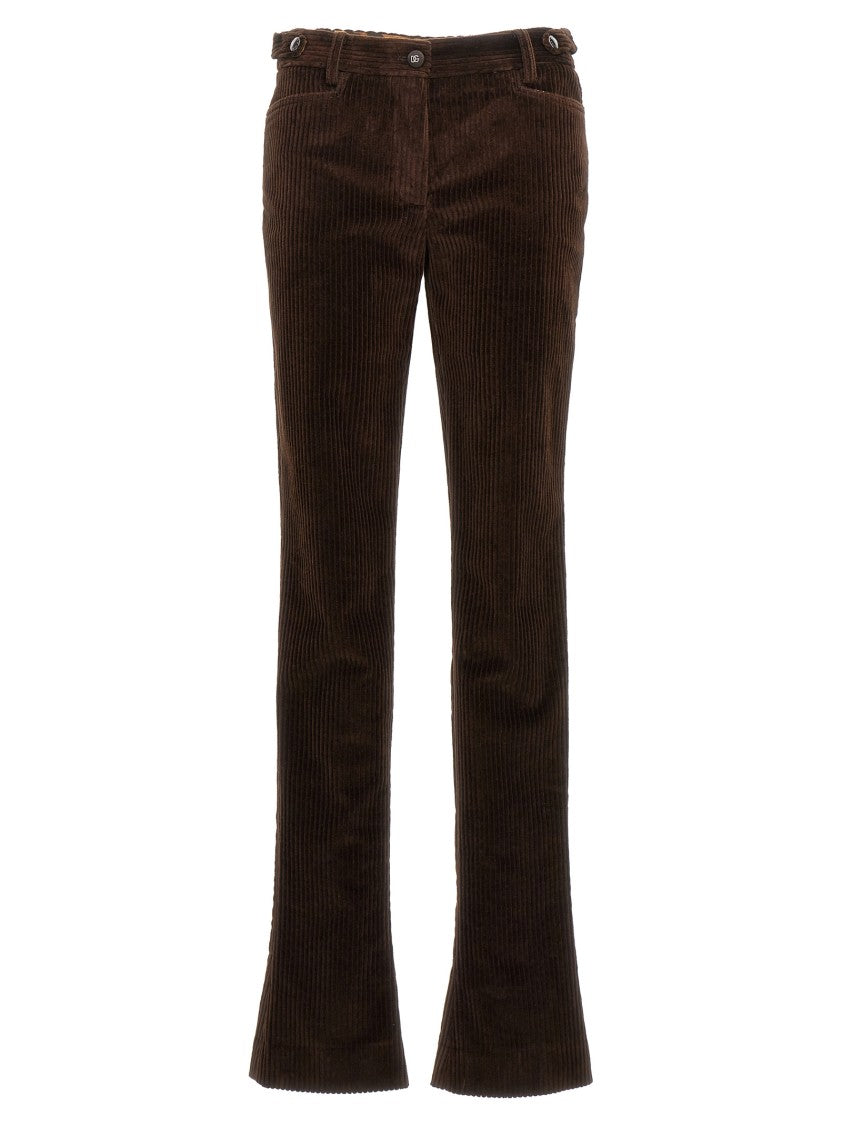 Dolce & Gabbana Bell-Bottom Corduroy Pants With Zip Closure