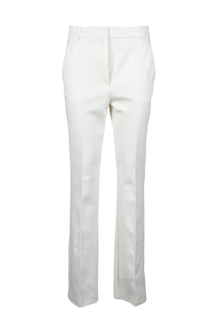 Sportmax Tailored White Trousers With Mid-Rise Waist