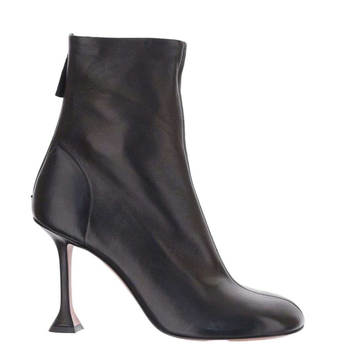 Amina Muaddi Black Iris Leather Back-Zip Ankle Boots