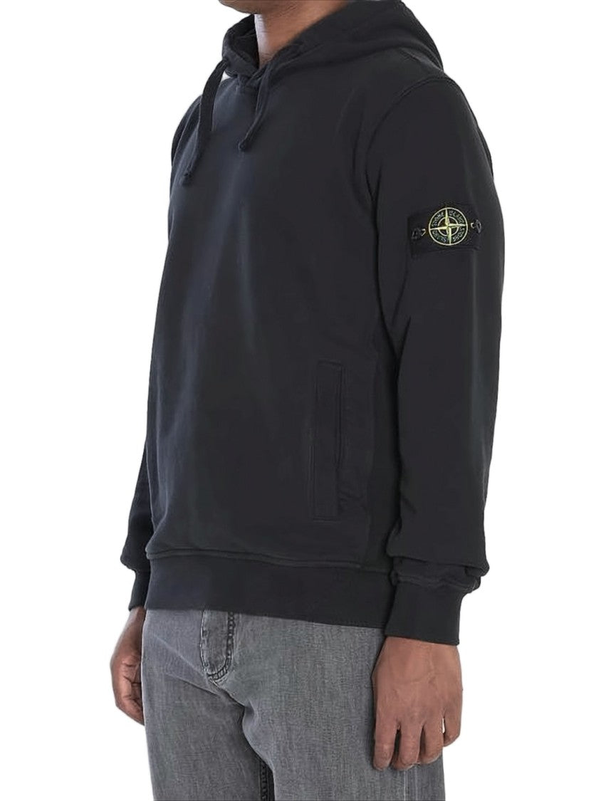 Stone Island Relaxed Fit Black Hoodie With Subtle Logo