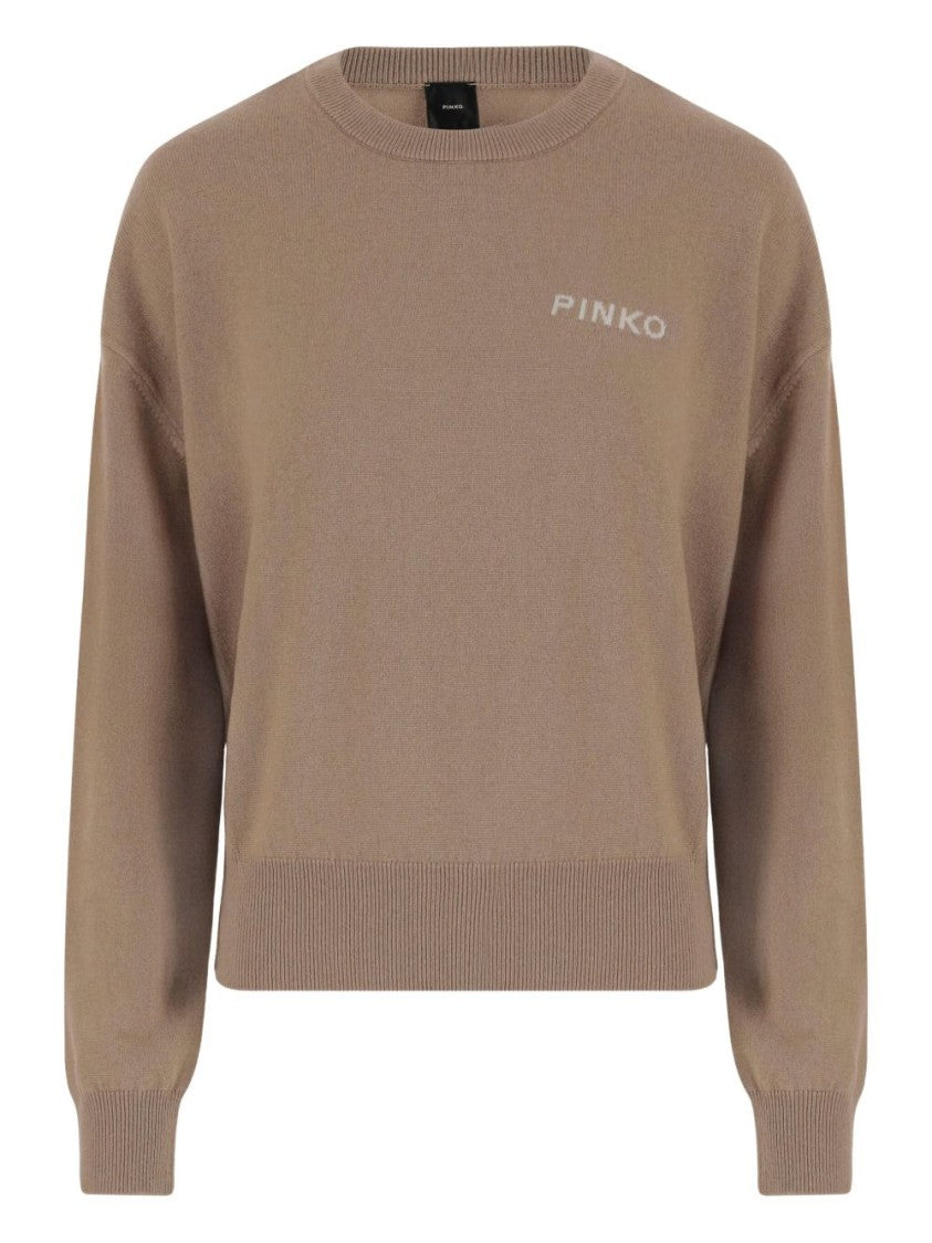 Pinko Crew Neck Knitwear Sweater With Logo Detail