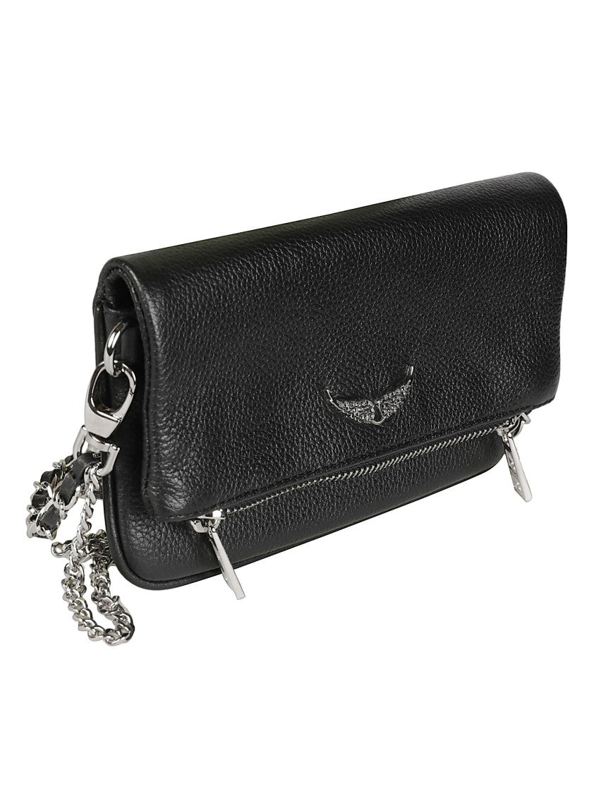Zadig & Voltaire Rock Nano Compact Metallic Emblem Leather Shoulder Bag