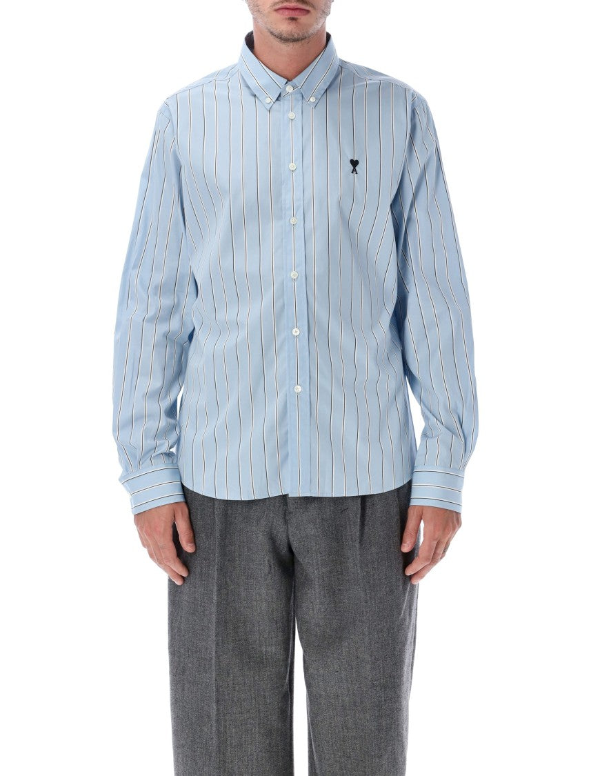 Ami Paris Light Blue Striped Shirt