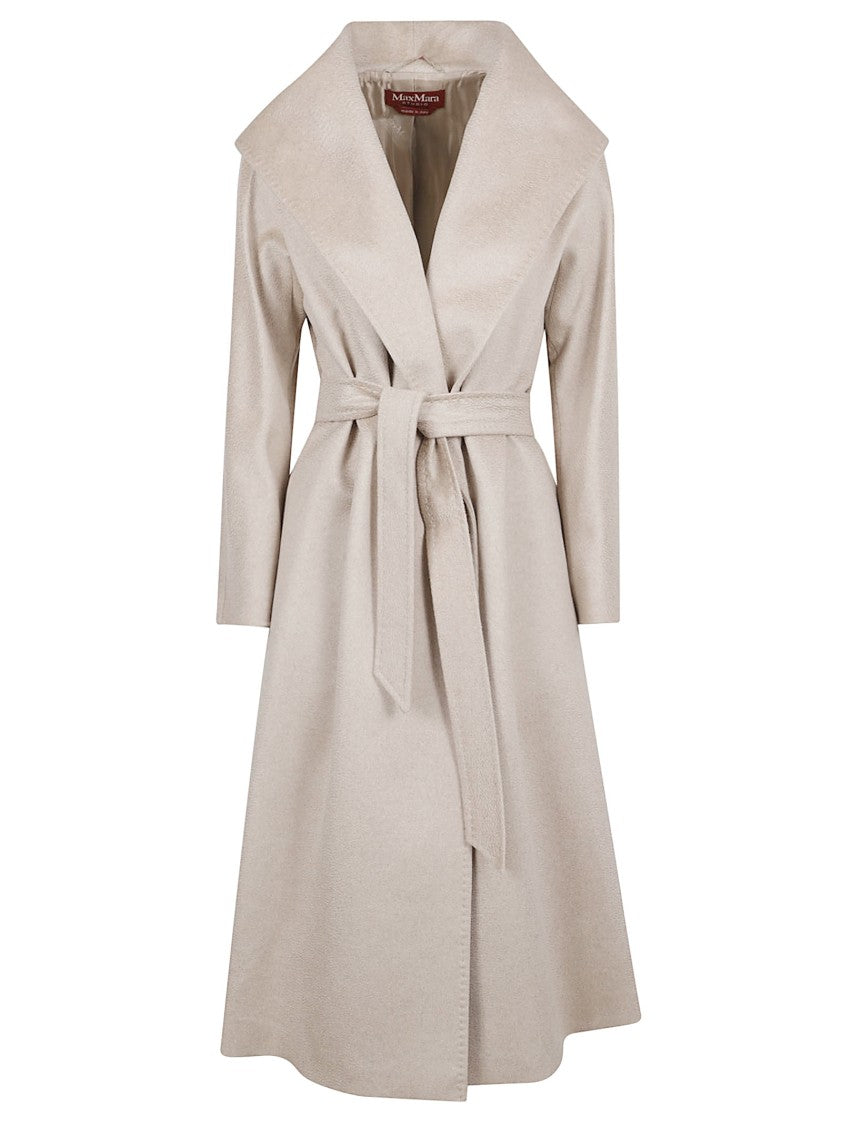 Max Mara Knee-Length Cashmere Coat With Draped Collar