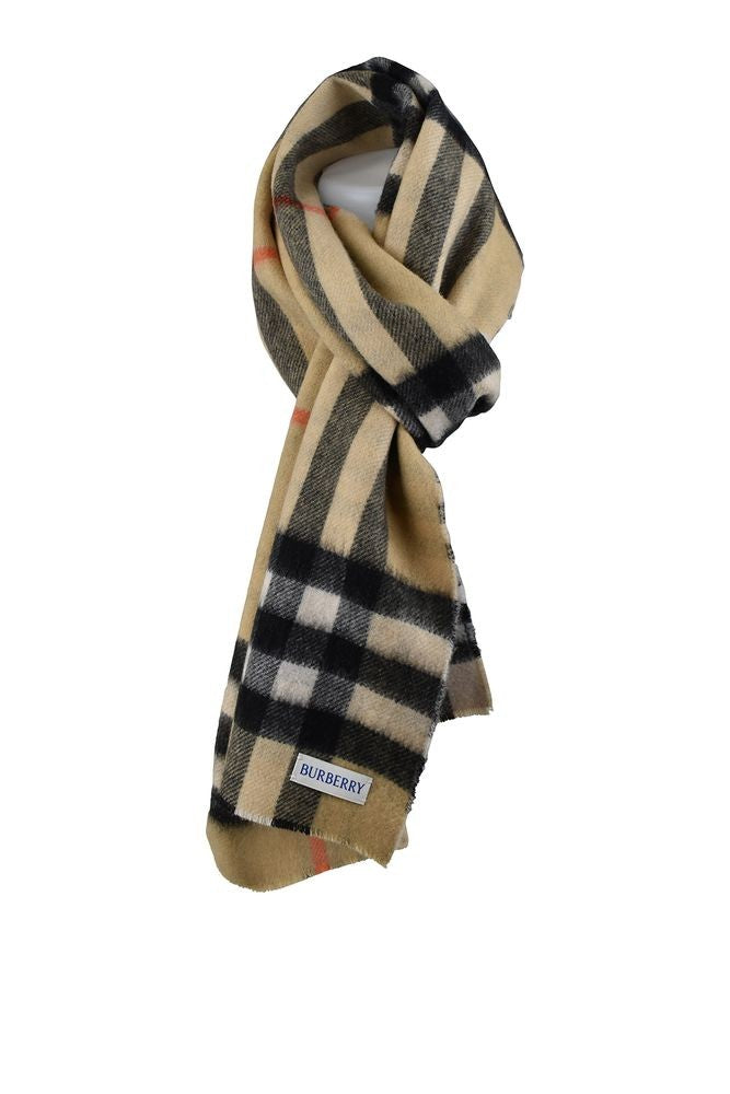 Burberry Reversible Plaid Cashmere Scarf With Signature Burberry Label