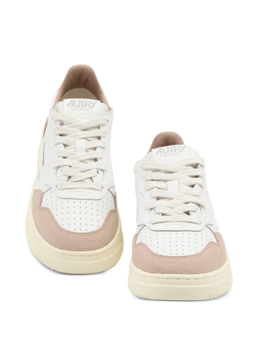Autry White Medalist Low Suede Overlay Sneakers