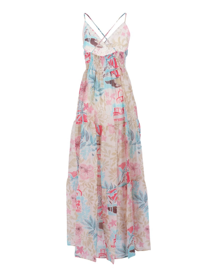 Ermanno Scervino Tiered Skirt Spaghetti Maxi Dress
