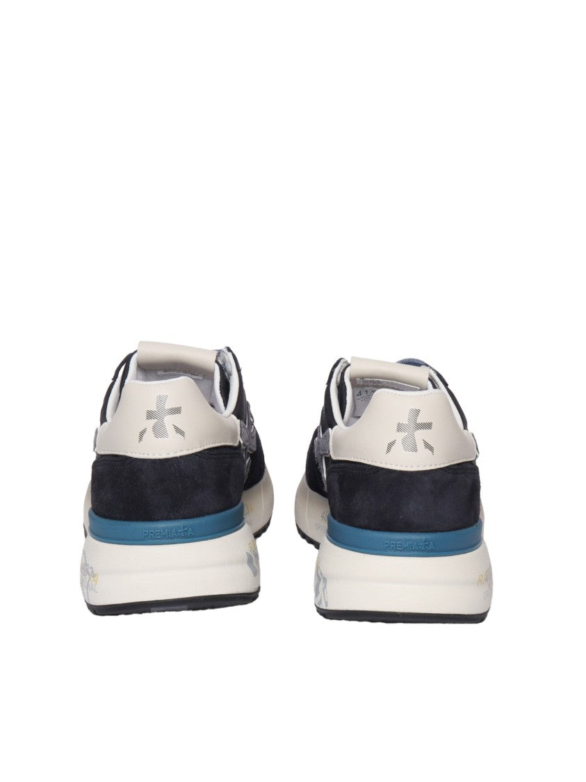 Premiata Layered White And Grey Sneakers With Sculpted Sole