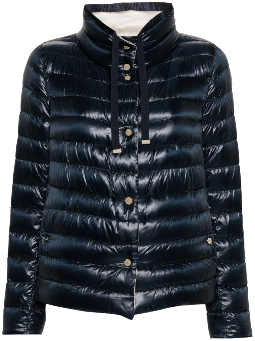 Herno Navy Blue Shiny Effect Down Jacket