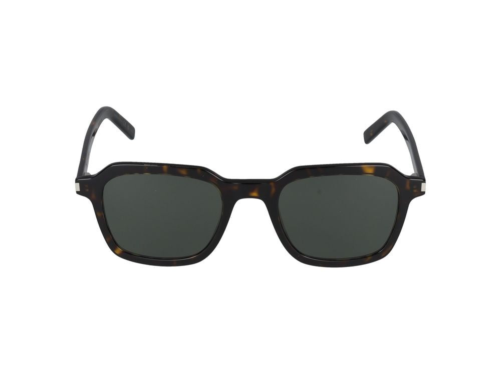 Saint Laurent Havana Slim Square Frame Tortoiseshell Sunglasses