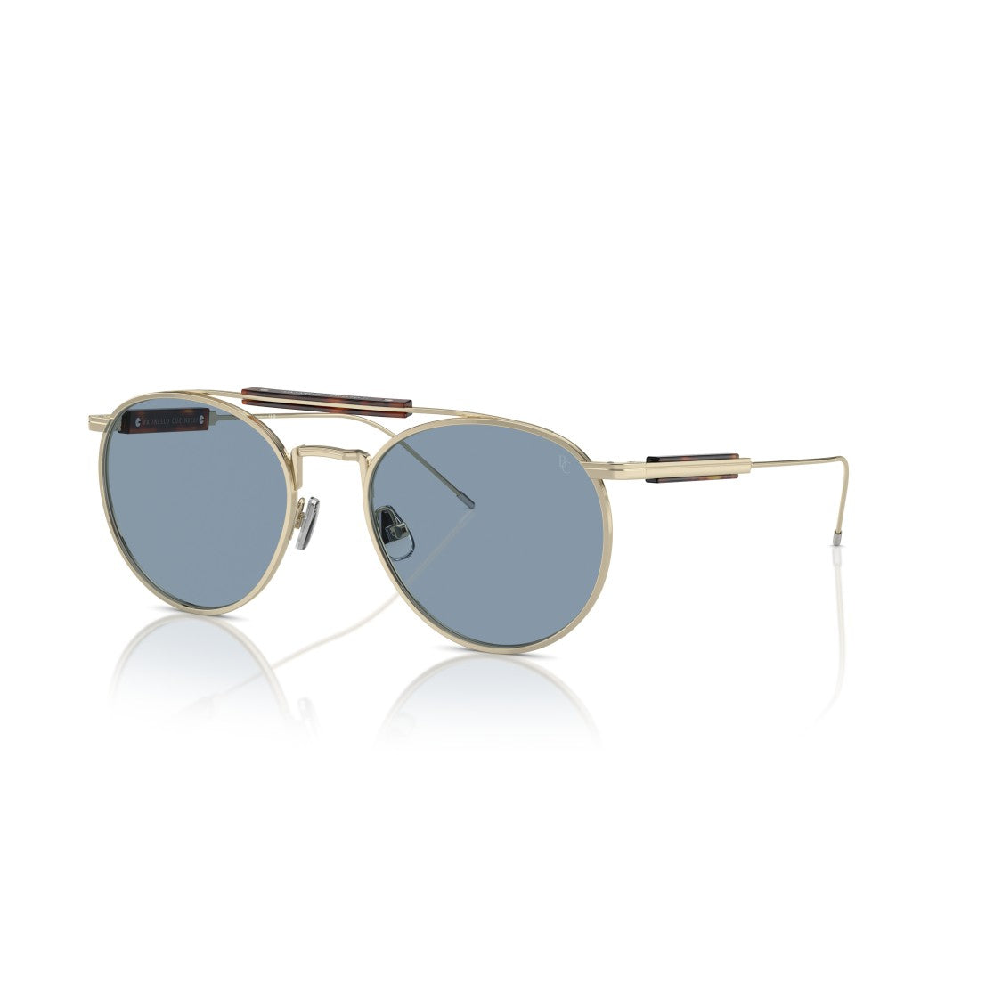 Brunello Cucinelli 0Bc2004st Round Titanium Sunglasses With Gold Finish