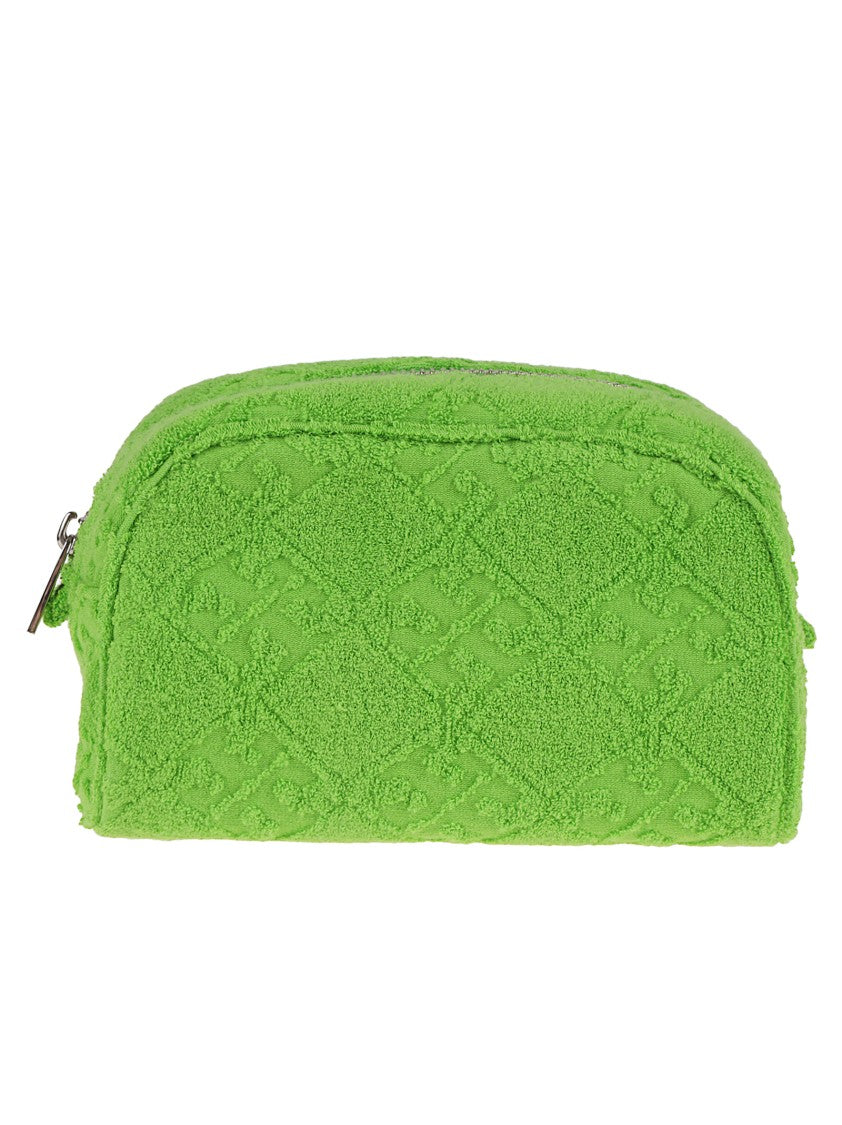 Tory Burch Textured Green Cotton Blend Clutch