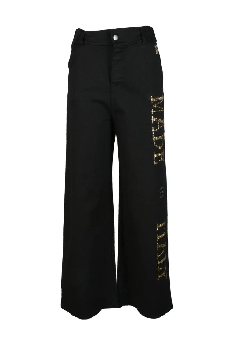 Marci By Gil Santucci Wide-Leg Cropped Trousers With Sequined Details