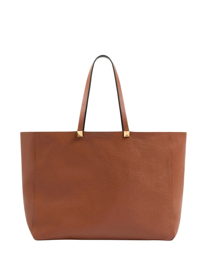 Valentino Reversible Elk Print Calfskin Tote With Maxi Studs