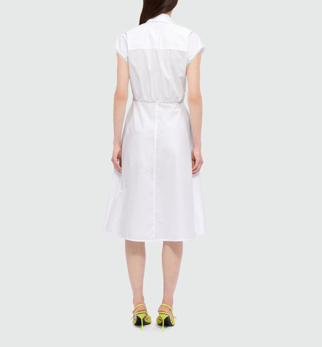 Msgm A-Line Lace Trim Midi Dress