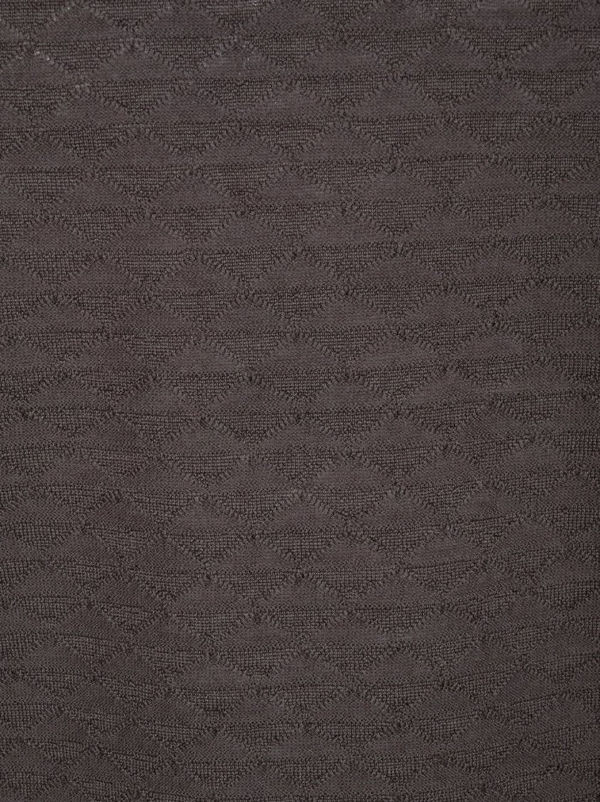 Giorgio Armani Brown Textured Crew Neck Ribbed Sweater