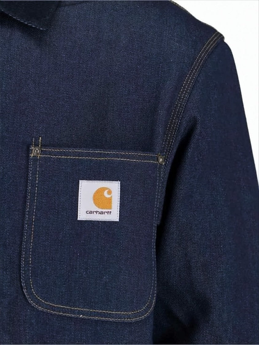 Carhartt Wip Dark Indigo Denim Coat With Classic Collar