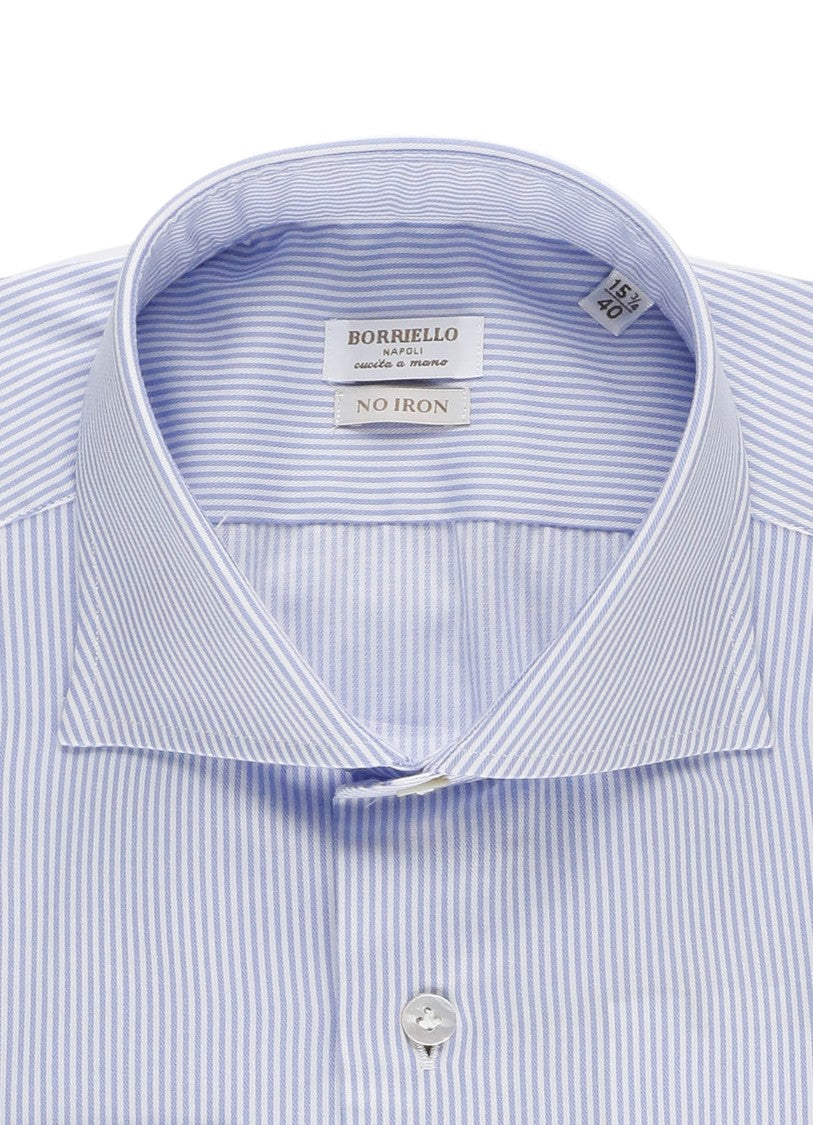 Borriello Blue Striped Cotton Casual Shirt