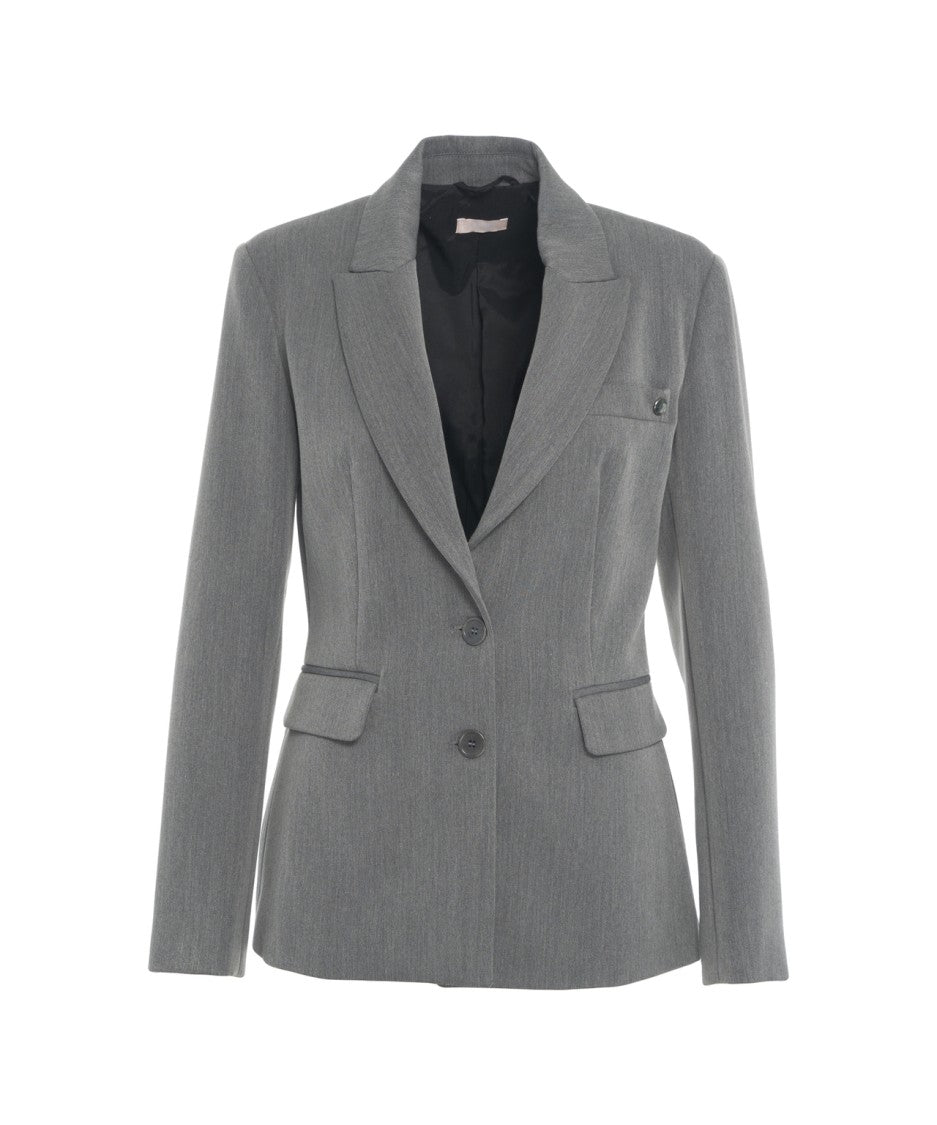 Liu Jo Tailored Grey Blazer With Notch Lapels