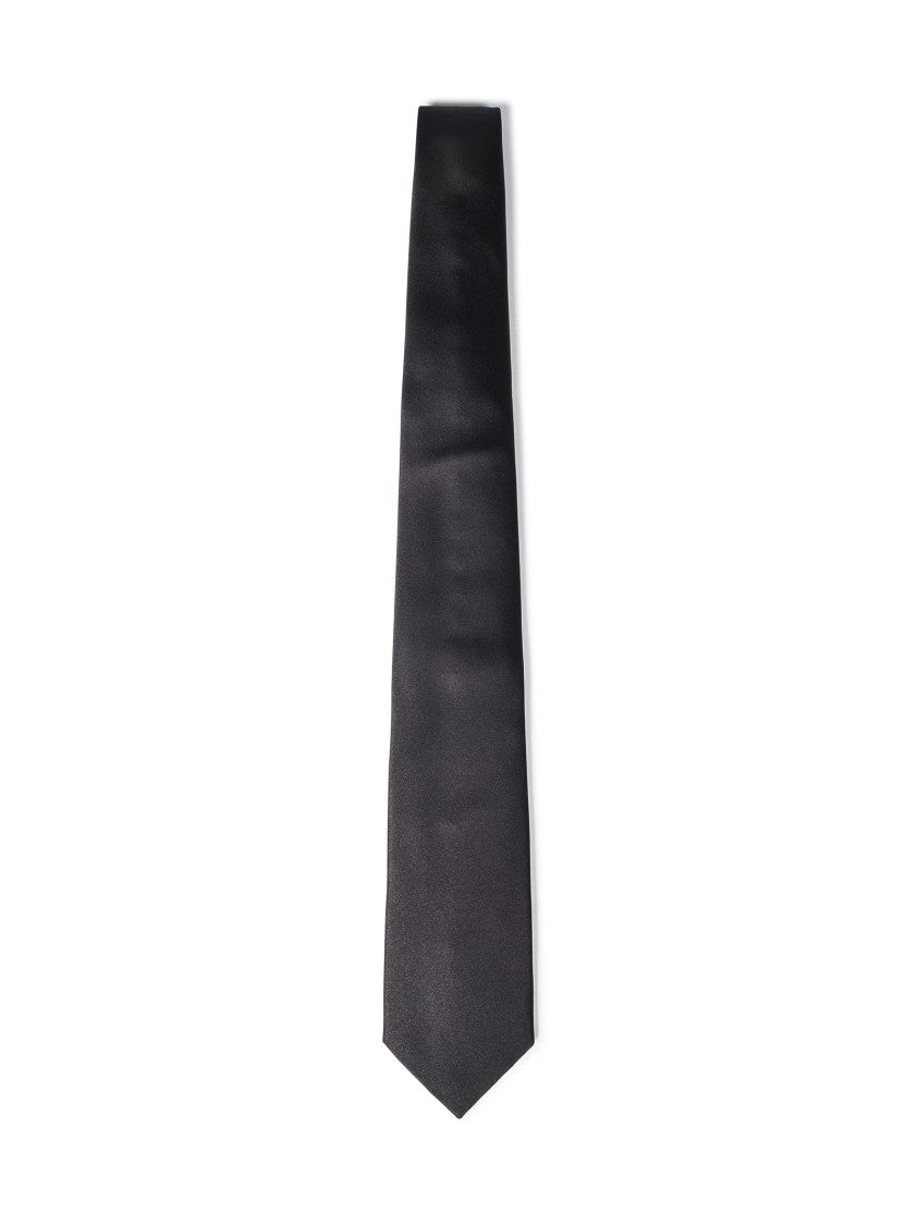 Franzese Collection Smoking Style Tie In Pure Como Black Silk