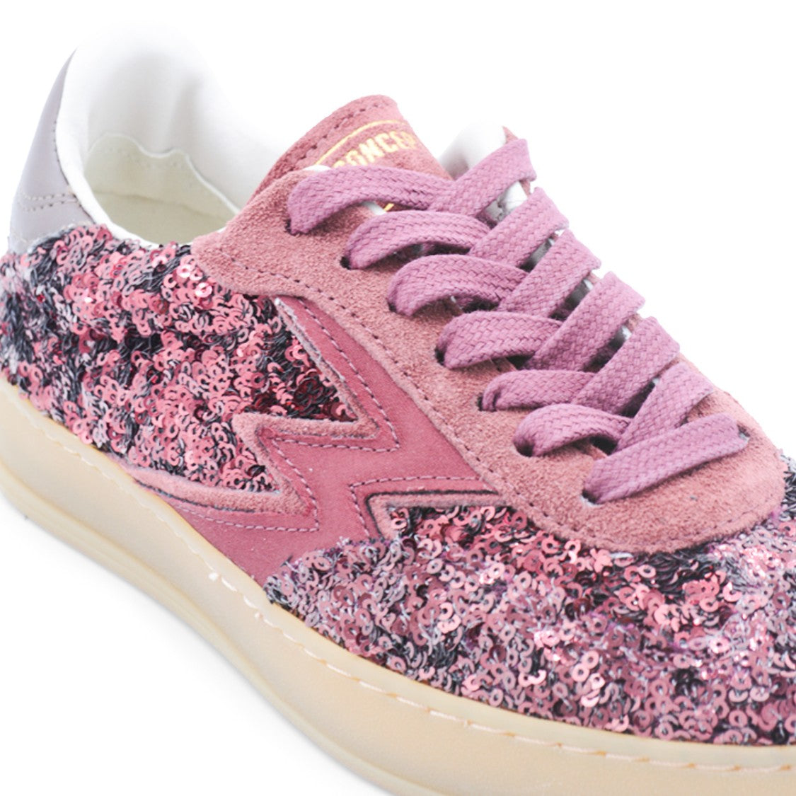 Moaconcept Bordeaux Sneakers From Moaconcept Featuring Round Toe, Cotton Laces Fastening, Paillettes And Rubbel Sole.