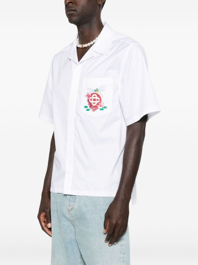 Casablanca Short-Sleeve Cotton Shirt With Camp Collar