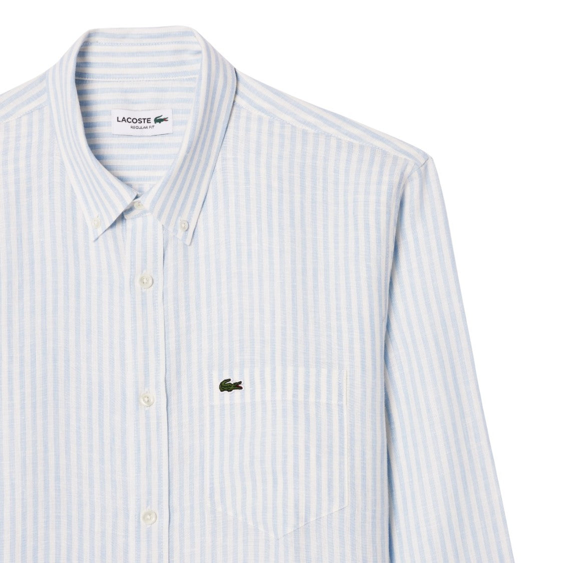 Lacoste Striped Linen Mother-Of-Pearl Button Shirt
