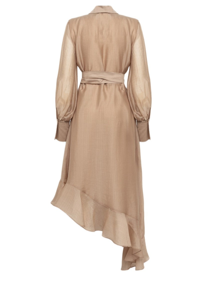 Blugirl Maxi Dress With Asymmetrical Hem And Ruffled Flounce