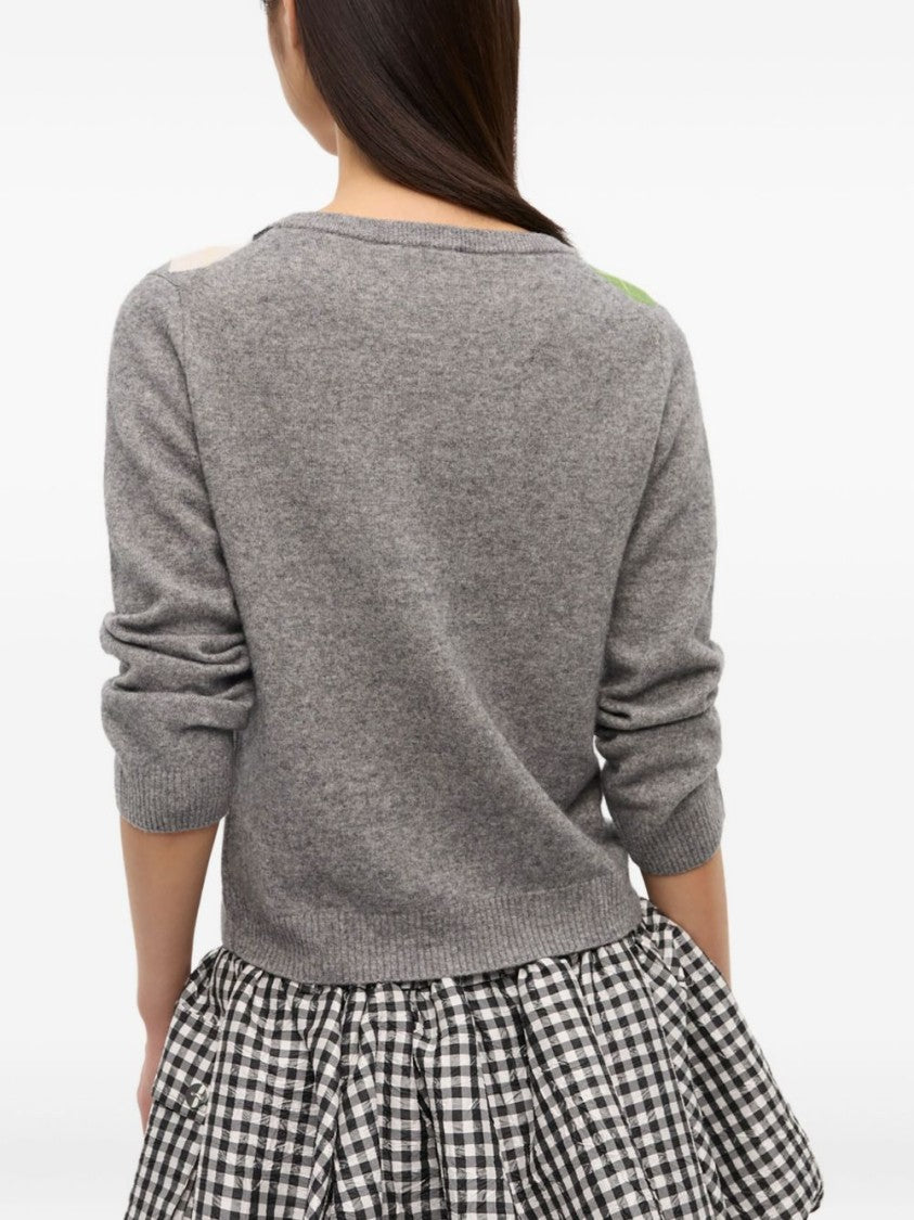 Ganni Argyle Pattern Merino Wool And Cashmere Sweater