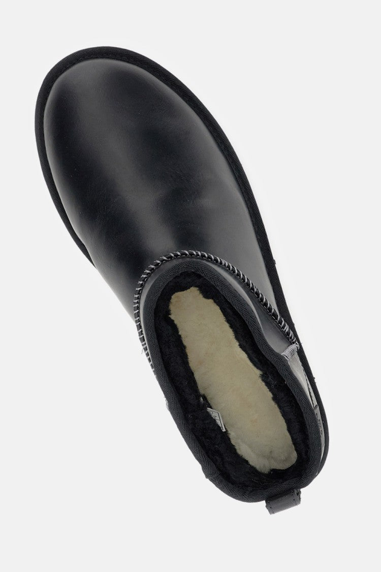 Ugg Classic Ultra Mini Leather Ankle Boots With Uggplush Lining