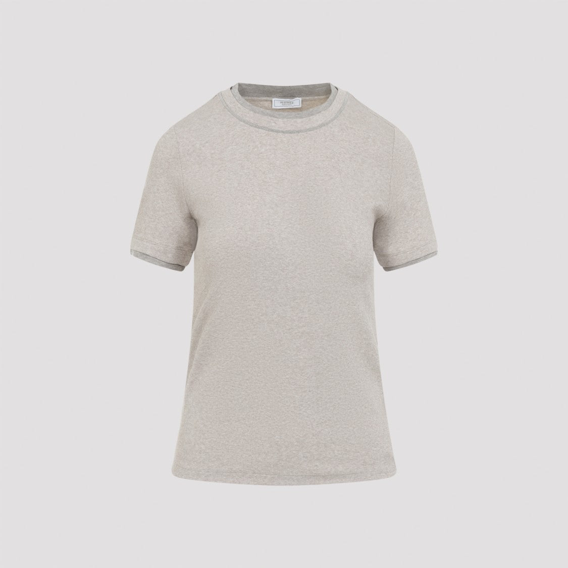 Peserico Ribbed Brown Cotton Top With Signature Silver Detail